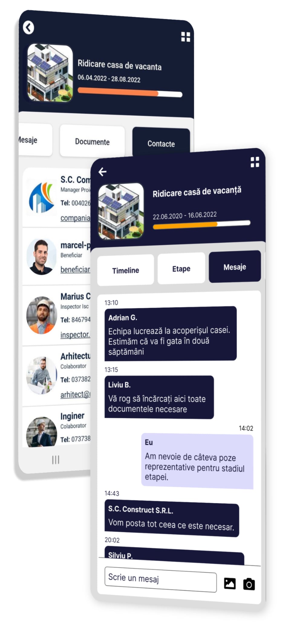 chat management proiect constructii